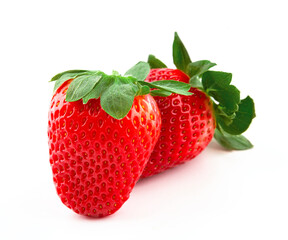 Ripe red strawberry on an isolated white background