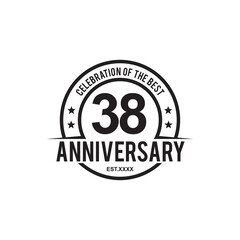 Fototapeta na wymiar 38th year anniversary logo design template