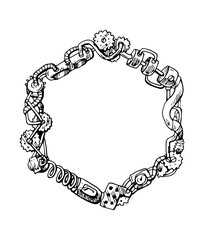 Mechanical frame. Hand drawn vector illustration steampunk style.