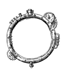 Mechanical frame. Hand drawn vector illustration steampunk style.