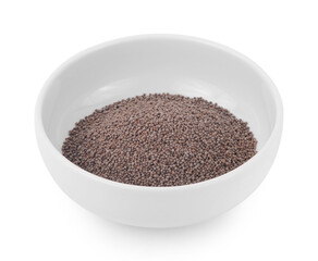 Perilla herb seed in bowl isolated on white background.