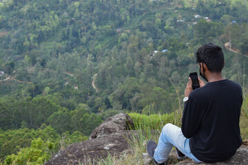 Person on the top of mountain