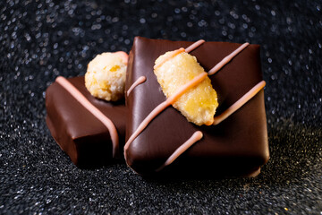 multicolored beautifully decorated handmade candies with fillings