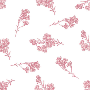 Seamless pattern with hand drawn pastel wax flower