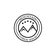 Set of retro styled vector mountain and outdoor adventures logo