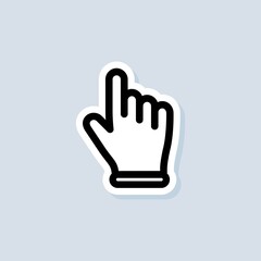 Obraz premium Hand pointer sticker. Clicking cursor icon. Clicking finger icon, hand pointer. Vector on isolated white background. EPS 10
