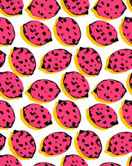 Seamless lemon pattern, fruit print.