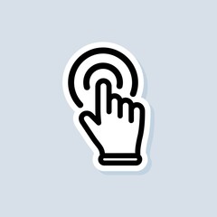 Clicking hand pointer sticker. Clicking cursor icon. Clicking finger icon, hand pointer. Vector on isolated white background. EPS 10