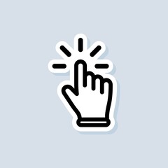 Hand cursor sticker. Clicking cursor icon. Clicking finger icon, hand pointer. Vector on isolated white background. EPS 10