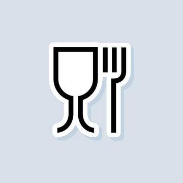 Food grade sticker. Food safe material sign. Food grade icons. Wine glass and fork symbols.Icon for safe and non-safe use with food products. Vector on isolated white background. EPS 10