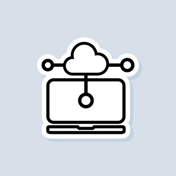 Cloud Storage sticker. Data protection cloud storage. Cloud computing, cloud backup, data network internet web connection. Saving information. Vector on isolated background. EPS 10