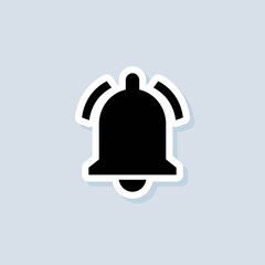 Notification sticker. Notification bell icon for incoming inbox message. Bell ring for alarm clock and smartphone application alert. Vector on isolated background. EPS 10