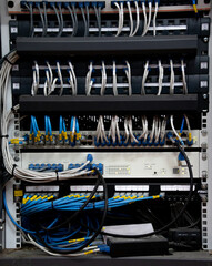 Cabinet of connection of LAN cable and network device.