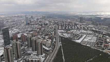 Drone photography of the city and forest (Park Oran Konutları), Ankara - Turkey