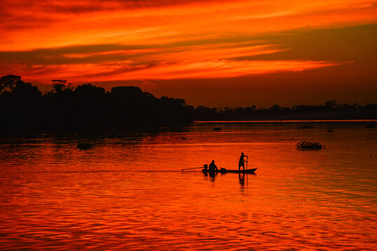 Dusk On The Guaporé - Itenez River, Ricardo Franco Village, Vale Do Guaporé Indigenous Land, Rondonia, Brazil