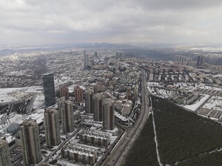 Drone photography of the city and forest (Park Oran Konutları), Ankara - Turkey
