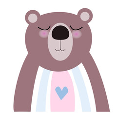 cute rainbow bear on a white background in the Scandinavian style for children's posters, stickers and interiors