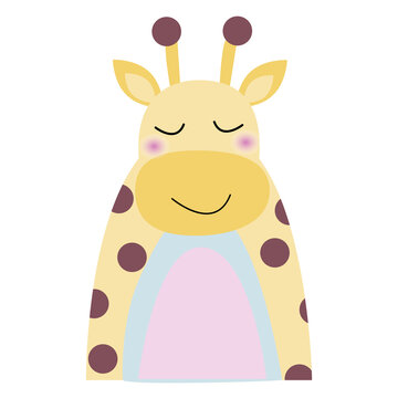cute rainbow giraffe on a white background in the Scandinavian style for children's posters, stickers and interiors