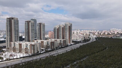 Drone photography of the city and forest (Park Oran Konutları), Ankara - Turkey