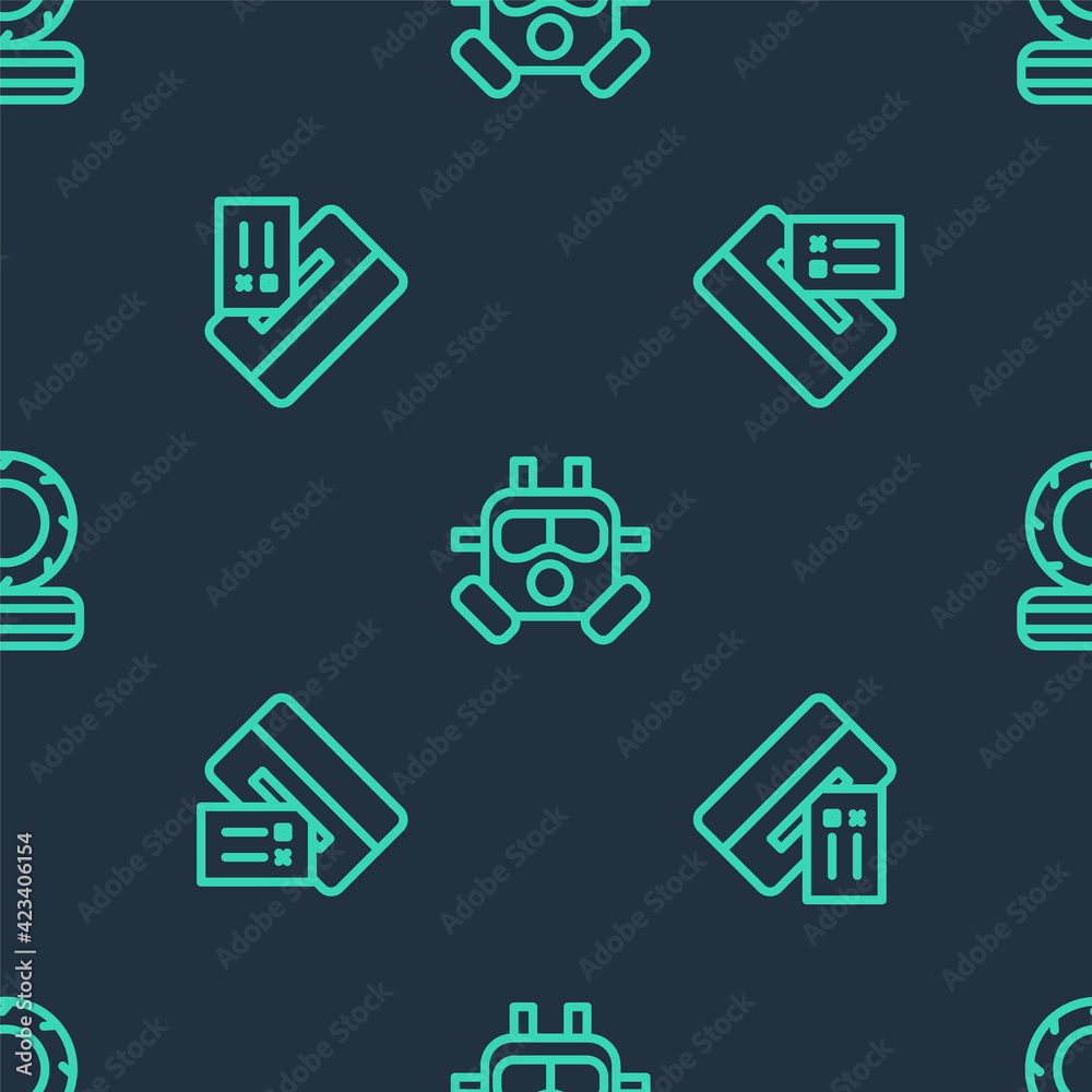 Canvas Prints set line gas mask, vote box and lying burning tires on seamless pattern. vector