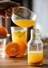 glass of orange juice freshly made