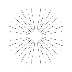Obraz premium Sunburst line icon isolated on white background, summer web banner, retro circle design, vector illustration
