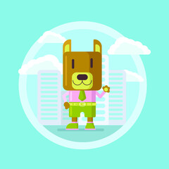flat illustration of a humanized dog in vector