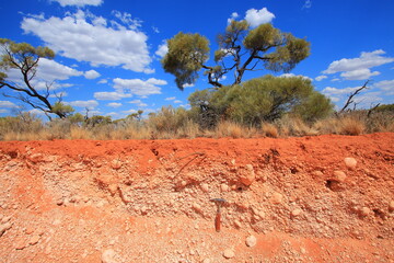 Geological rock exposure of Australian desert plain