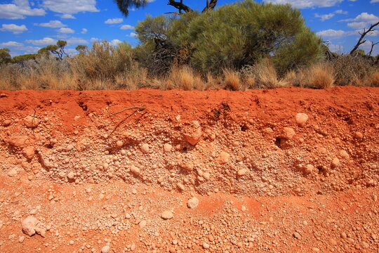 Geological rock exposure of Australian desert plain