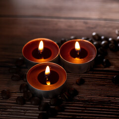 Scented candles burning, great design for any purposes. Home aroma.