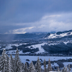 snow covered mountains