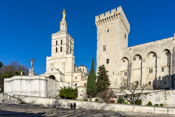 Fototapeta na wymiar view of the historic Palais du Pape and city square in Avignon