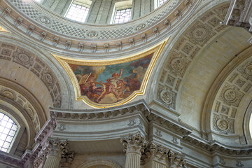  Internal painting of the Cathedral of St. Louis of the Invalides.Detail of the dome of the cathedral. Architect Jules Ardouin-Mansart