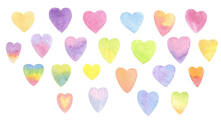 Multicolored Hearts Watercolor Set