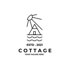 cottage logo minimalist vector line art design illustration