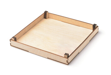Empty plywood packaging tray