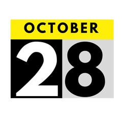 October 28 . flat daily calendar icon .date ,day, month .calendar for the month of October