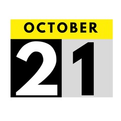 October 21 . flat daily calendar icon .date ,day, month .calendar for the month of October