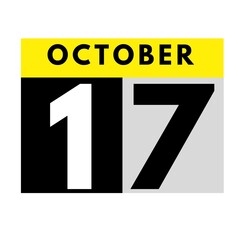 October 17 . flat daily calendar icon .date ,day, month .calendar for the month of October