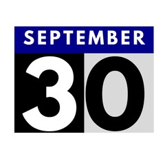 September 30 . flat daily calendar icon .date ,day, month .calendar for the month of September