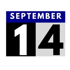 September 14 . flat daily calendar icon .date ,day, month .calendar for the month of September