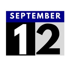 September 12 . flat daily calendar icon .date ,day, month .calendar for the month of September