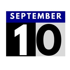 Fototapeta premium September 10 . flat daily calendar icon .date ,day, month .calendar for the month of September