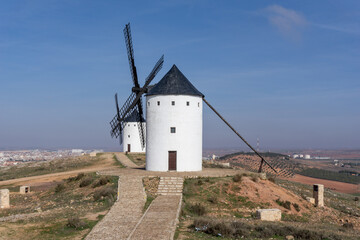 the windmills of La Mancha in the hills above San Juan de Alcazar