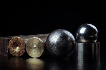 Metal details on a black background.	