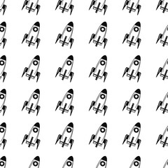 Rocket toy contour pattern. Idea for decors, ornaments, wallpapers, gifts, damask, celebrations, invitation, greeting, birthday, paper, summer holidays, childhood themes. Isolated vector artwork. 