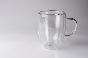 glass thermo mug on a white background