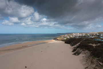 Aerial photograph taken near Hayle Beach, Hayle, Cornwall, England 