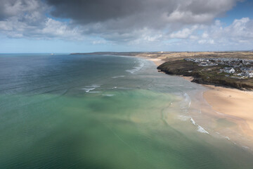 Aerial photograph taken near Hayle Beach, Hayle, Cornwall, England 