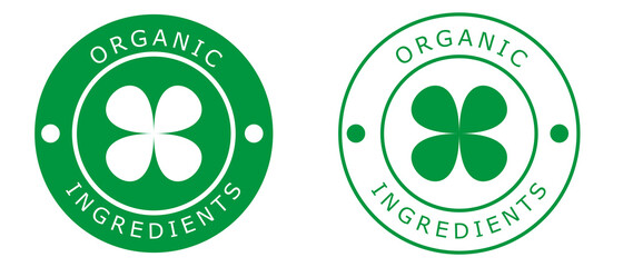 Organic ingredients green leaf vector label icon. Organic logo